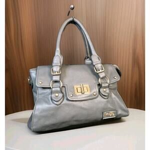 Coach Gray Leather Satchel with Gold Hardware